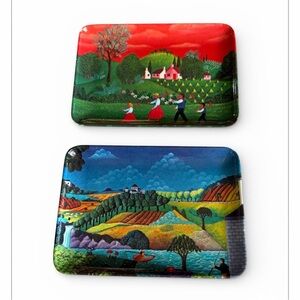 Mabel Vintage Snack trays manufactured in Italy with rustic scenes of country